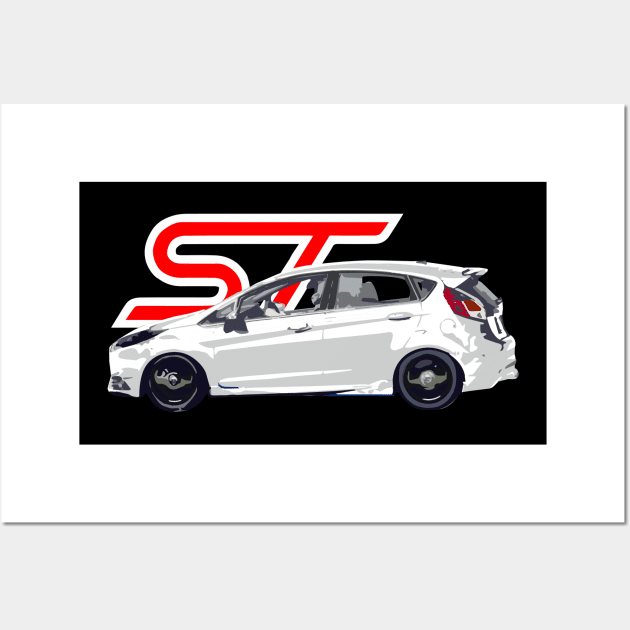 Ford Fiesta ST Oxford White Racing Wall Art by cowtown_cowboy